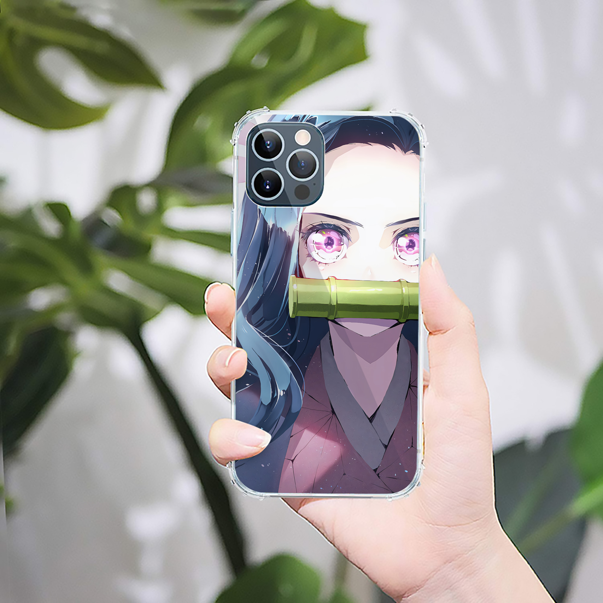 （画像用） 鬼滅の刃（きめつのやいば）竈門 禰󠄀豆子／かまど ねずこ Kamado Nezuko 【iPhone 12シリーズ対応】透明スマホケース（クリアソフトケース）